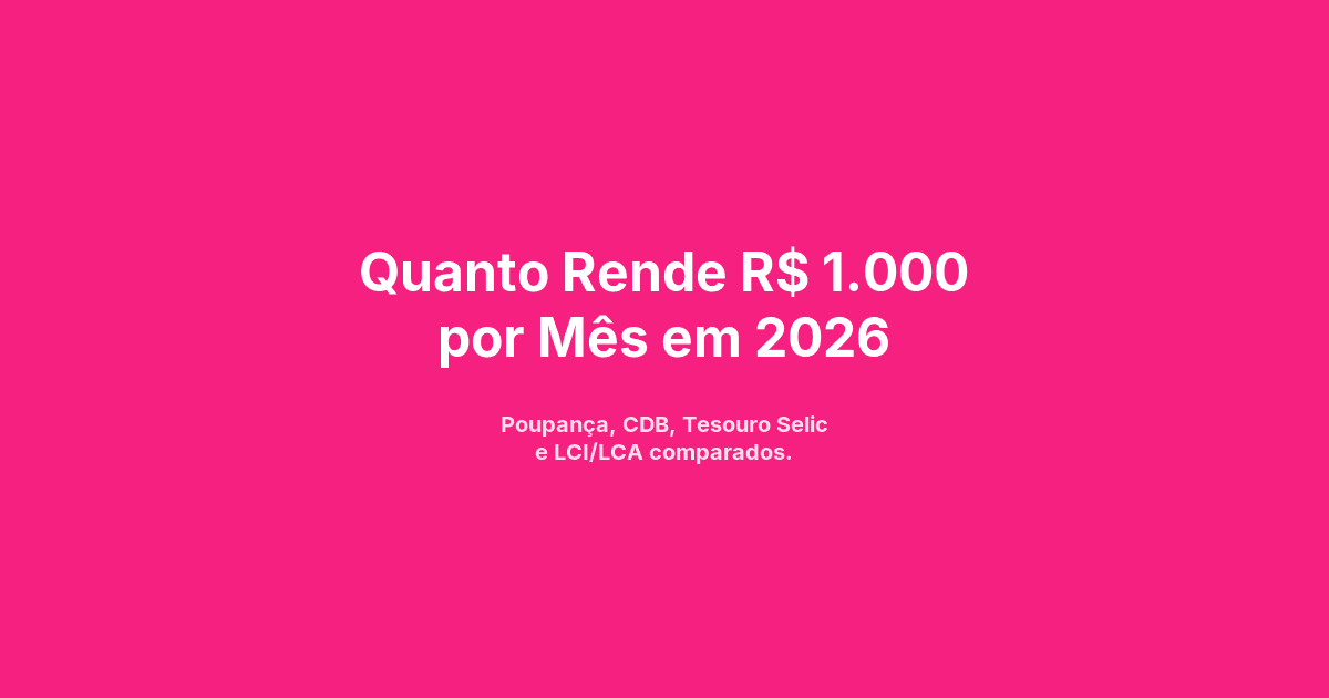 Quanto Rende R$ 1.000 por Mês em 2026